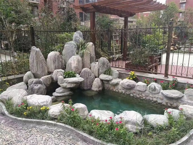 湖北庭院假山鱼池制作视频