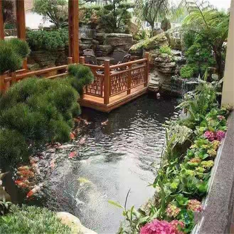 湖北庭院设计鱼池假山建造图